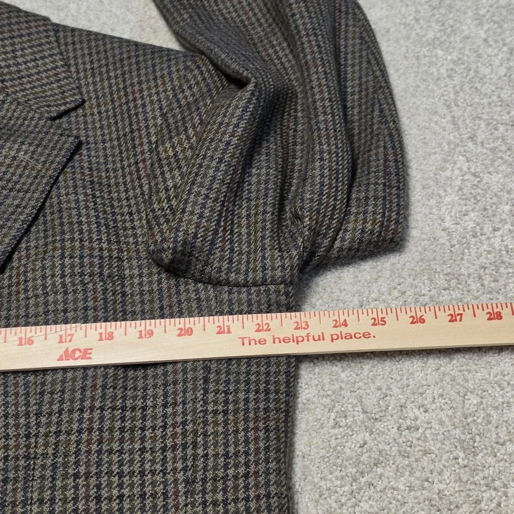 Paul Stuart Wool Tweed Sport Coat Blazer 46L Houndstooth Overcheck‎ USA Vintage
